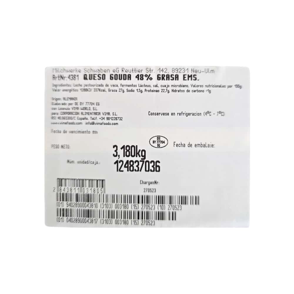 Queso Gouda Vima Foods (3 kg / 6.61 lb) - Miniatura 3