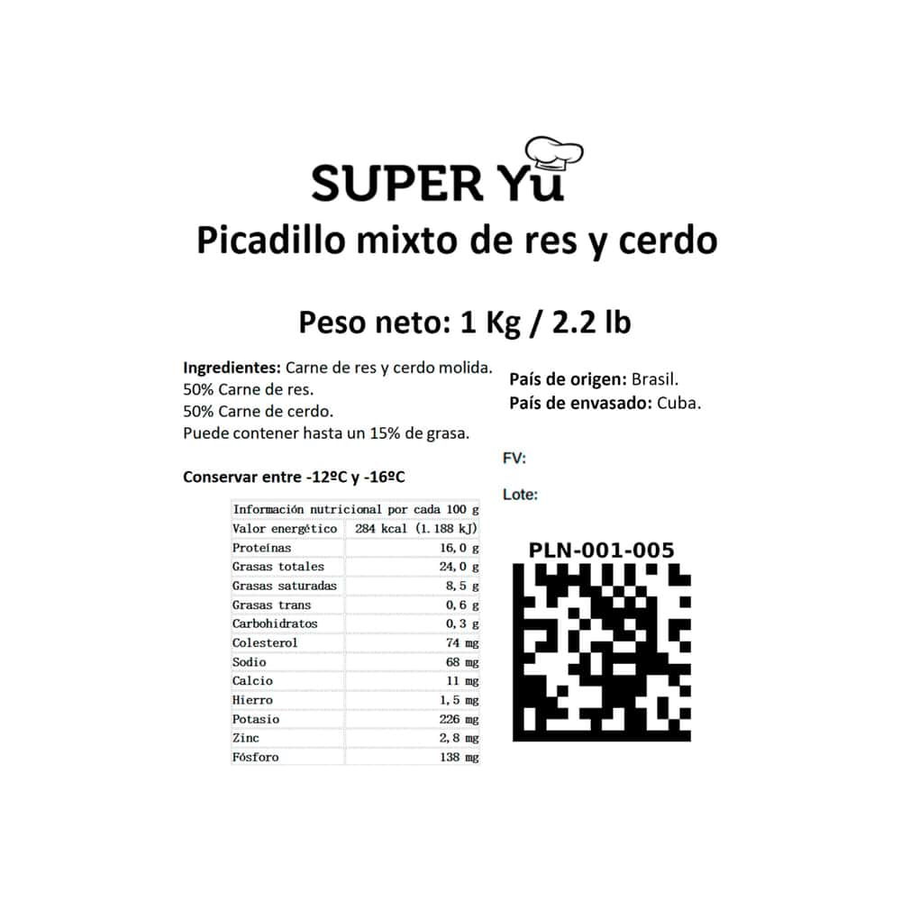 Picadillo mixto de res y cerdo Super Yu (1 kg / 2.2 lb) - Miniatura 3