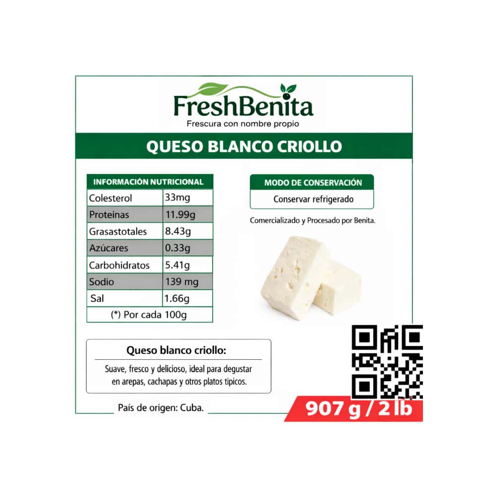 Queso blanco criollo FreshBenita (907 g / 2 lb) - Miniatura 2