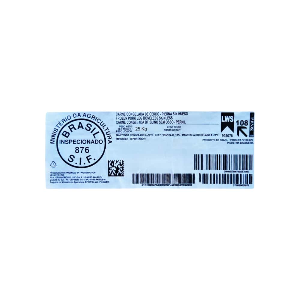 Pierna de cerdo sin piel y sin hueso Seara (25 kg / 55.11 lb) - Miniatura 3