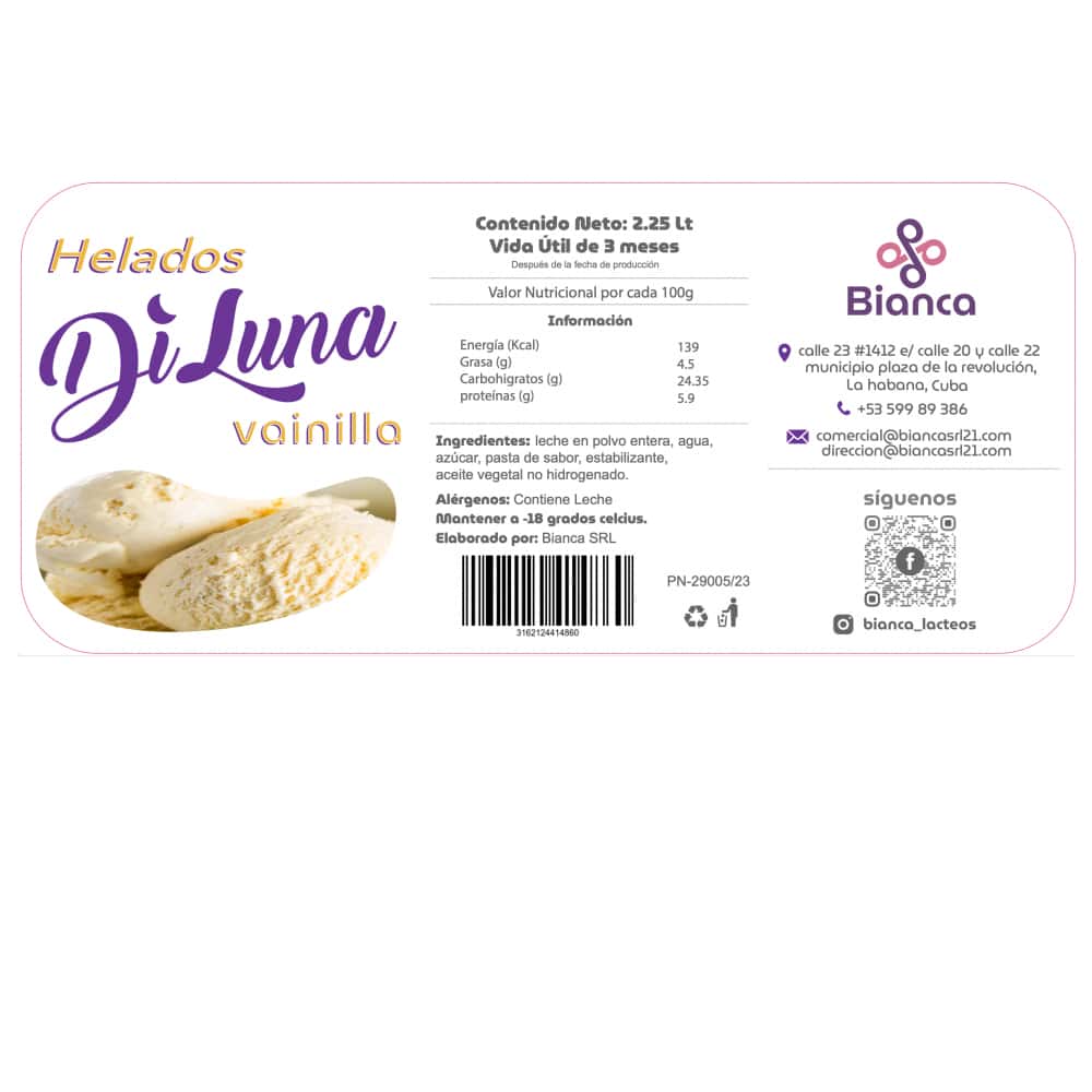 Helado sabor vainilla DiLuna (2.25 L) - Miniatura 2