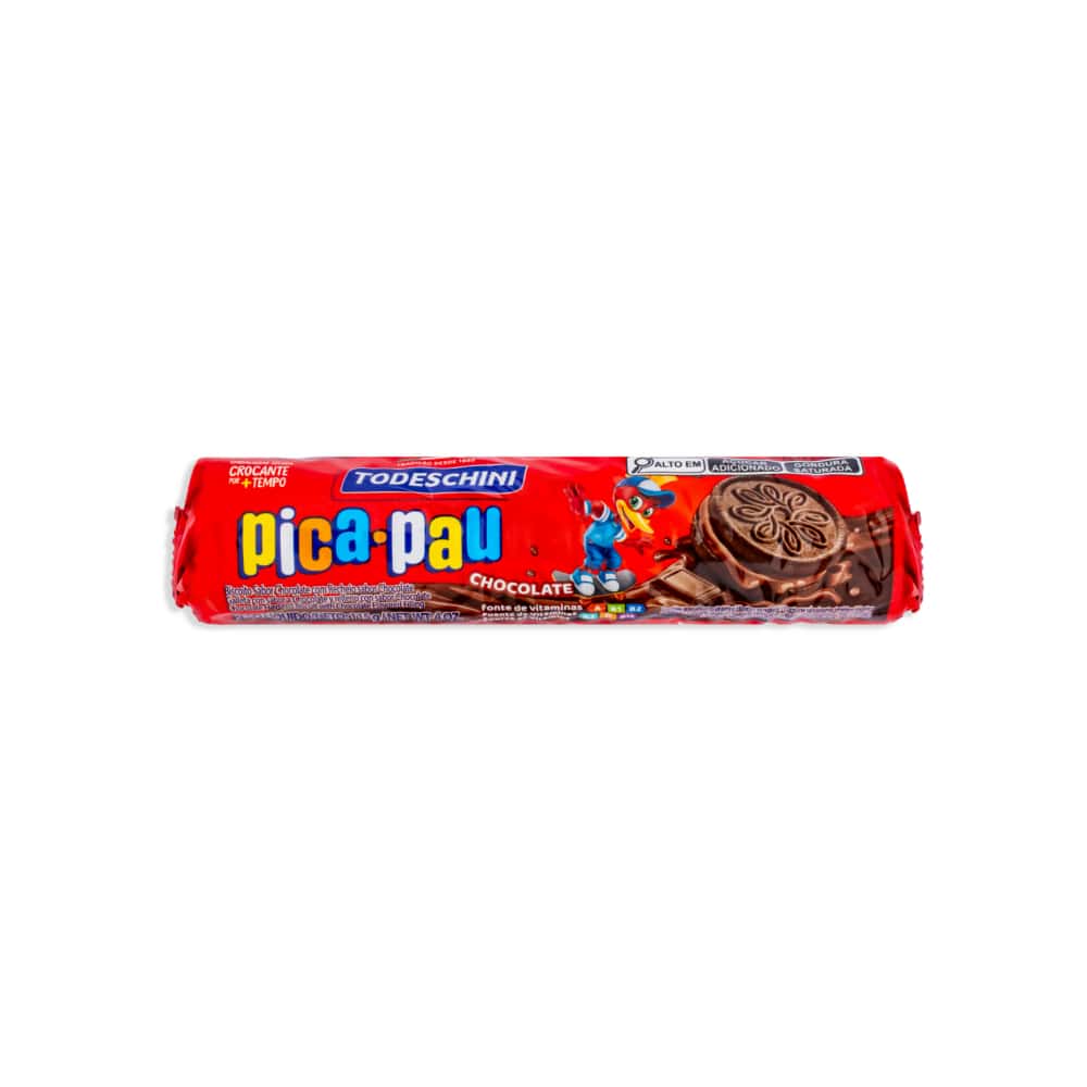 Galletas de chocolate con relleno sabor a chocolate Pica Pau Todeschini (115 g / 4.06 oz) - Miniatura 1