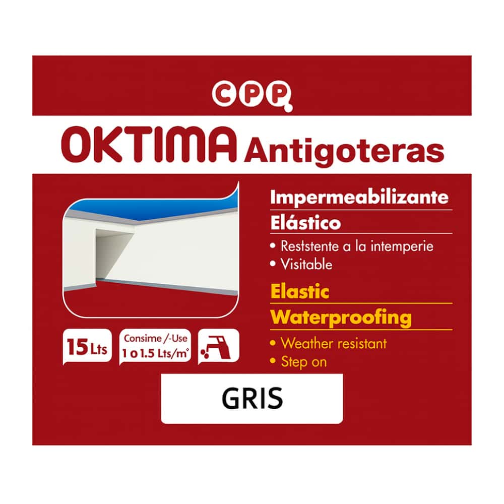 Impermeabilizante elástico exterior 15 L de color gris Oktima - Miniatura 2