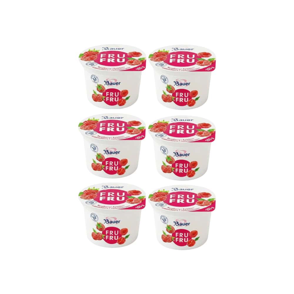 Yogur sabor frambuesa Bauer Fru Fru (6 x 100g / 3.53oz) - Miniatura 1