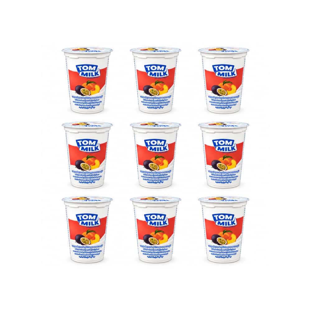 Yogurt pasteurizado sabor melocotón y maracuyá con trocitos de fruta Tom Milk (9 x 500 g / 1.10 lb) - Miniatura 1