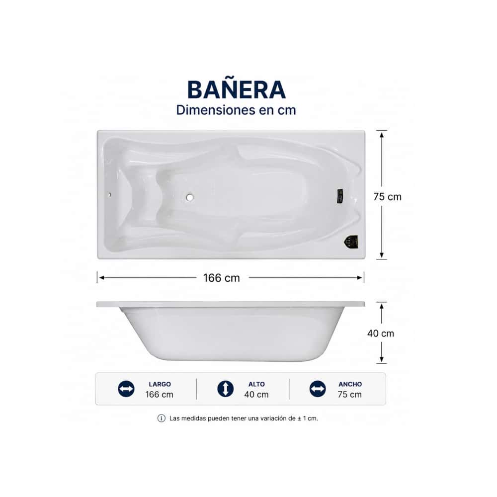 Bañera acrílica rectangular color blanco Zeric Modelo SFS-5 - Miniatura 2