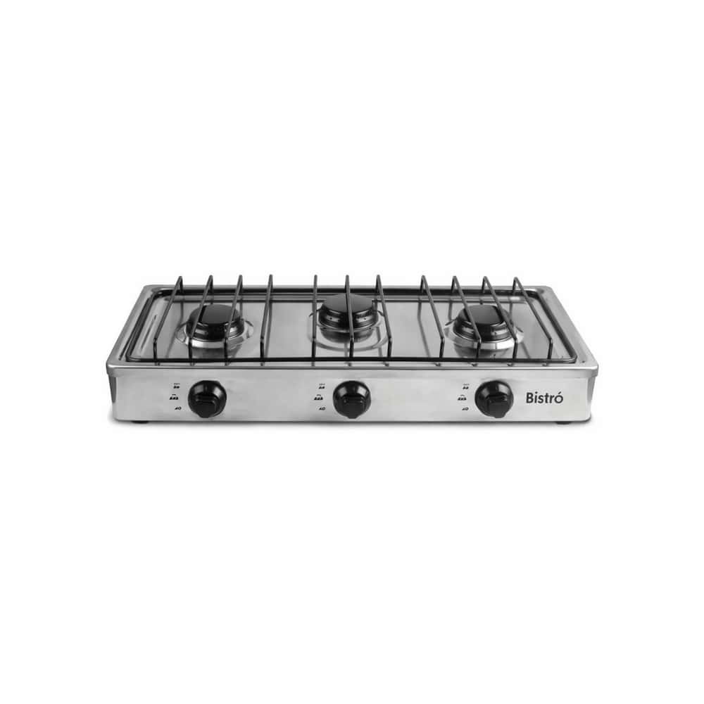 Estufa de mesa a gas con 3 quemadores color plateado Bistró 963-2402107 - Miniatura 1