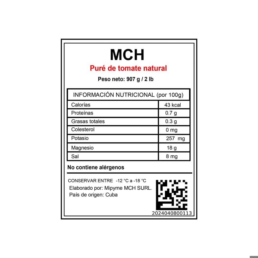Puré de tomate natural MCH (907 g / 2 lb) - Miniatura 3