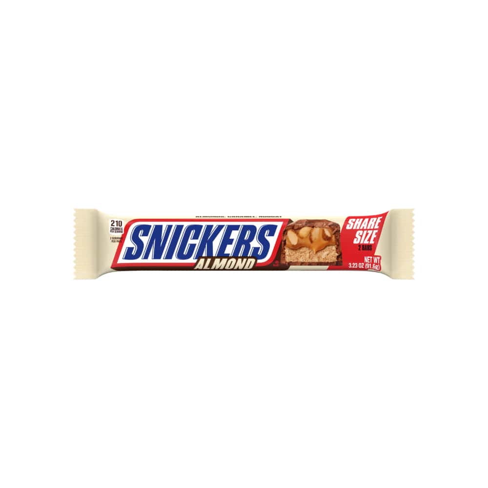 Barra de chocolate con leche rellena de caramelo y almendras Snickers (91.6 g / 3.23 oz) - Miniatura 1