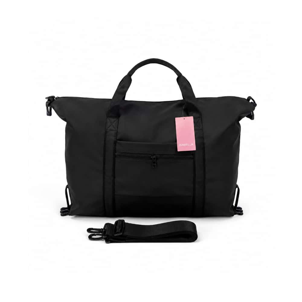 Bolsa de viaje negra con bolsillos laterales y asas extraíbles ISABELLA - Miniatura 3