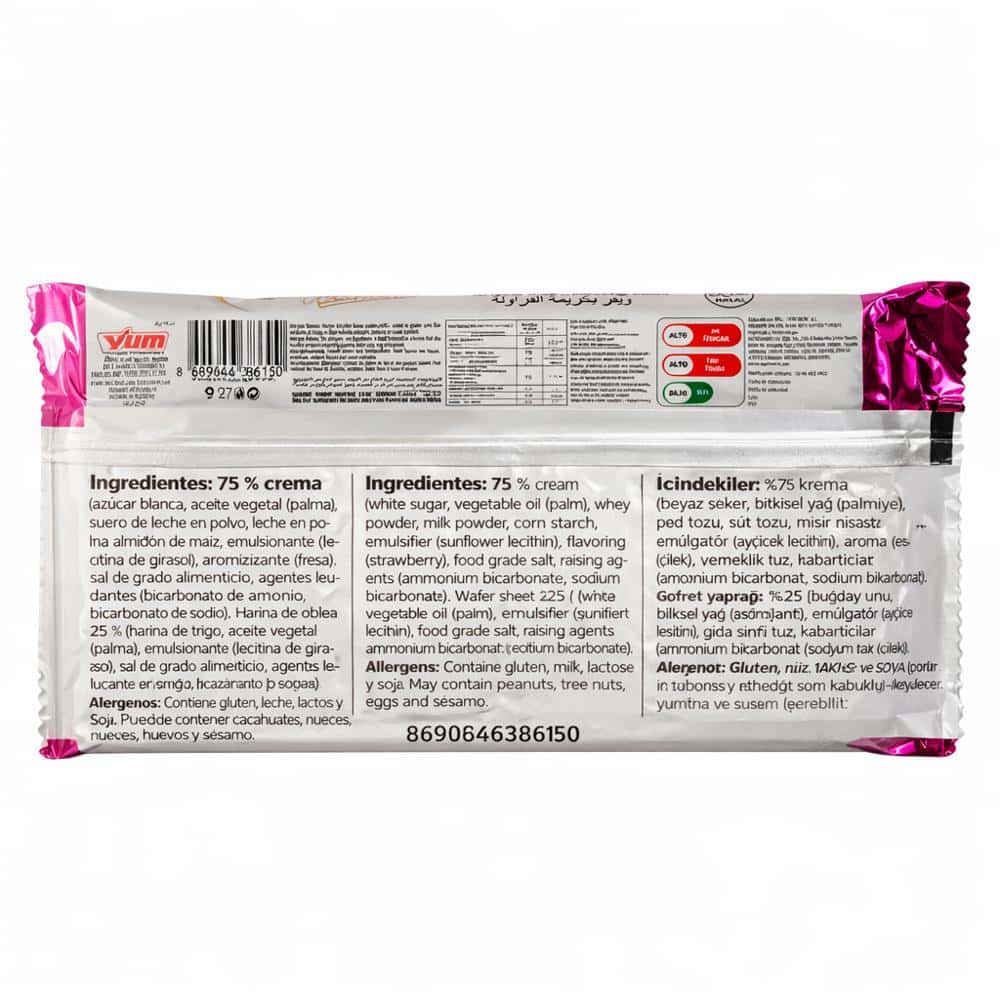 Oblea de crema con sabor a fresa Oylum (35 g / 1.2 oz) - Miniatura 3