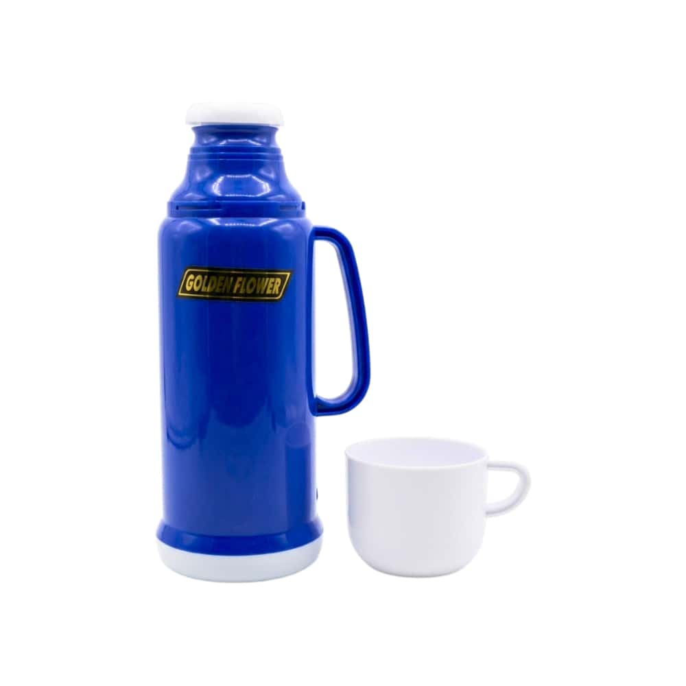 Termo plástico azul y blanco Golden Flower (0.45 L) - Miniatura 2
