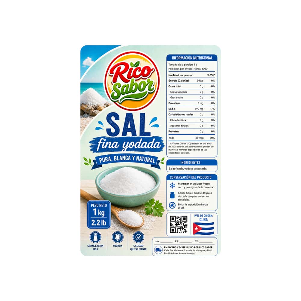 Sal fina yodada Rico Sabor (1 kg / 2.2 lb) - Miniatura 2