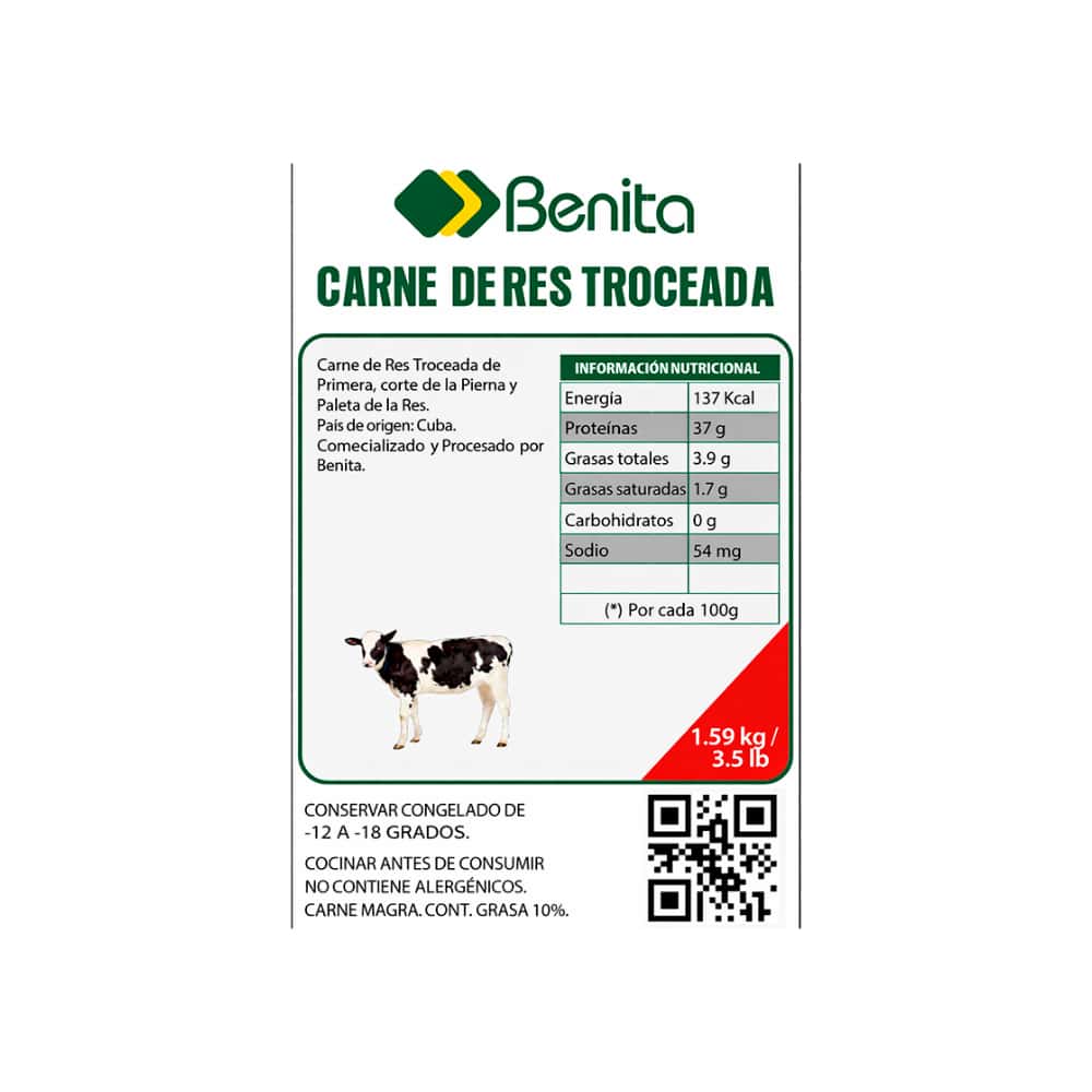 Carne de res troceada de primera Benita (1.59 kg / 3.5 lb) - Miniatura 3