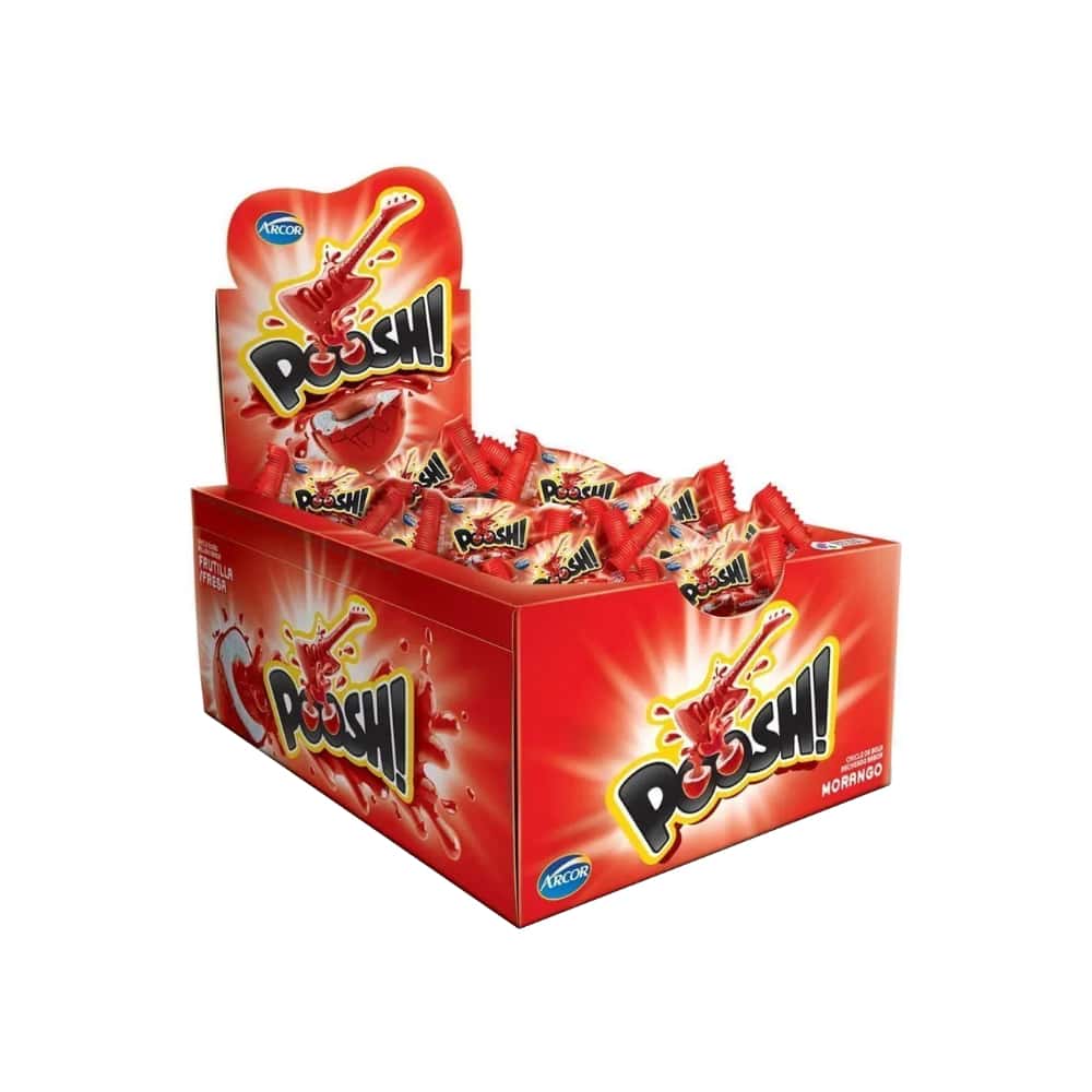 Chicle globo con relleno líquido sabor a fresa Poosh Arcor (160 g / 5.64 oz) - Miniatura 2