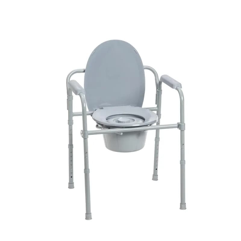 Silla plegable de acero con inodoro portátil Drive Medical
