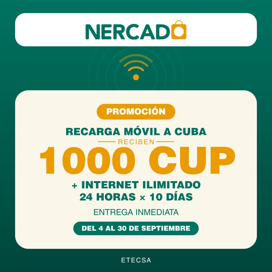 Reciben 1000 CUP + Internet ILIMITADO 24 horas x 10 días