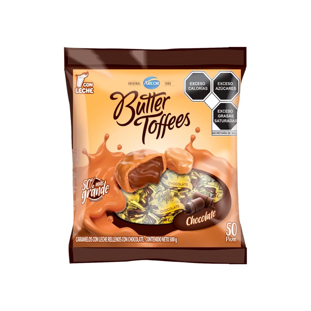 Caramelo con leche rellenos con chocolate Arcor Butter Toffees (300 g / 10.58 oz) - Miniatura 5