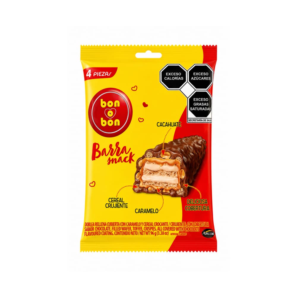 Bombón relleno con oblea rellena cubierta con caramelo y cereal crocante Bon o Bon Arcor (96 g / 3.38 oz) - Miniatura 1