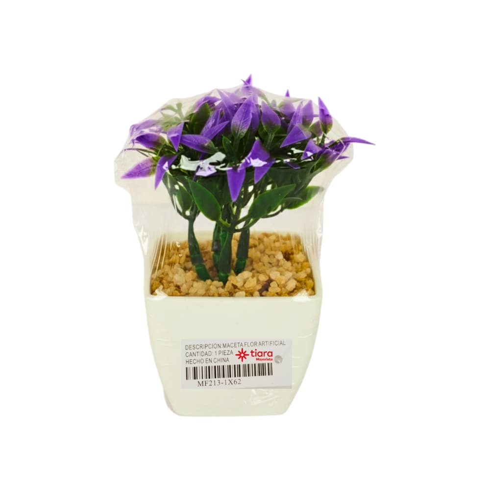 Maceta con plantas artificial verde y violeta Tiara - Miniatura 3