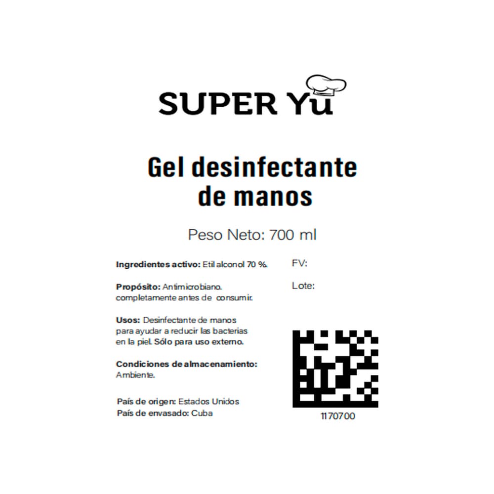 Gel desinfectante de manos Super Yu (700 ml) - Miniatura 2