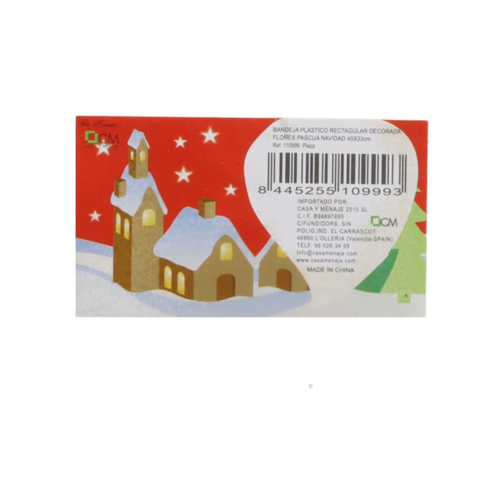 Bandeja plástico rectangular decorada flores pascua Navidad 45 x 33 cm Casa y Menaje - Miniatura 2