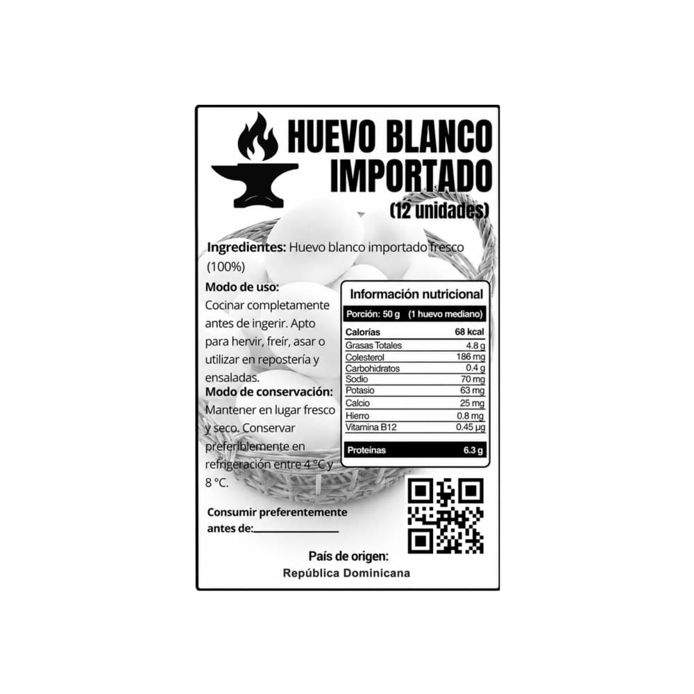Huevos blanco importado Yunque (12 U) - Miniatura 3