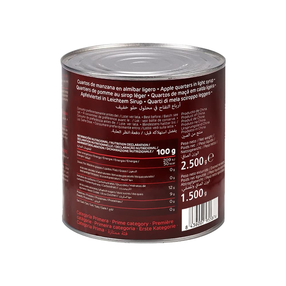 Cuartos de manzana en almíbar ligero Diamir (2.5 kg / 5.5 lb) - Miniatura 2