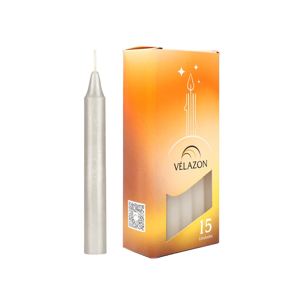 Velas de cera color blanco Vélazon (15 U) - Imagen 1