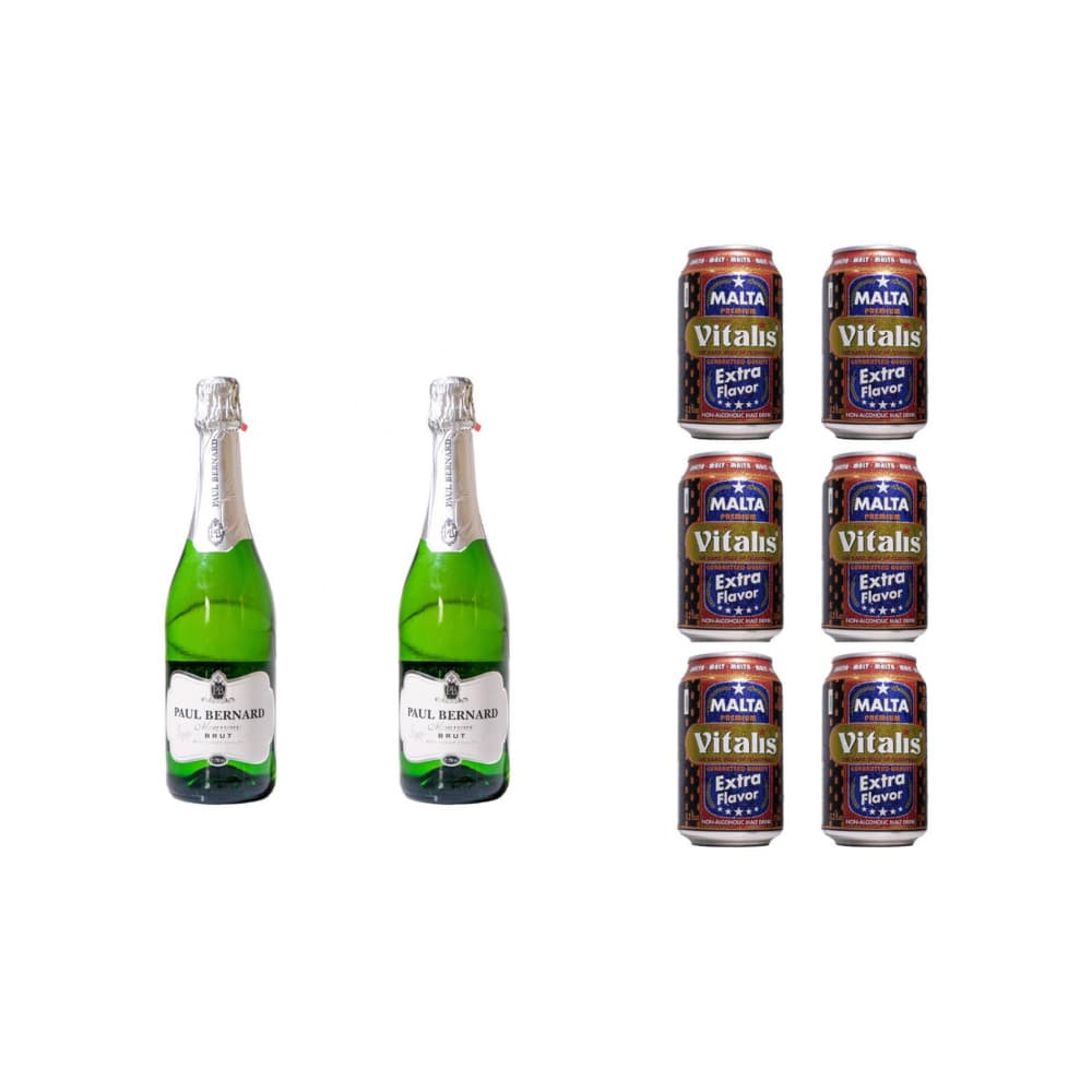 Vino espumoso brut Paul Bernard (2 x 750 ml / 25.36 fl oz) + Malta Vitalis (6 x 330 ml / 11.16 fl oz) - Imagen 1