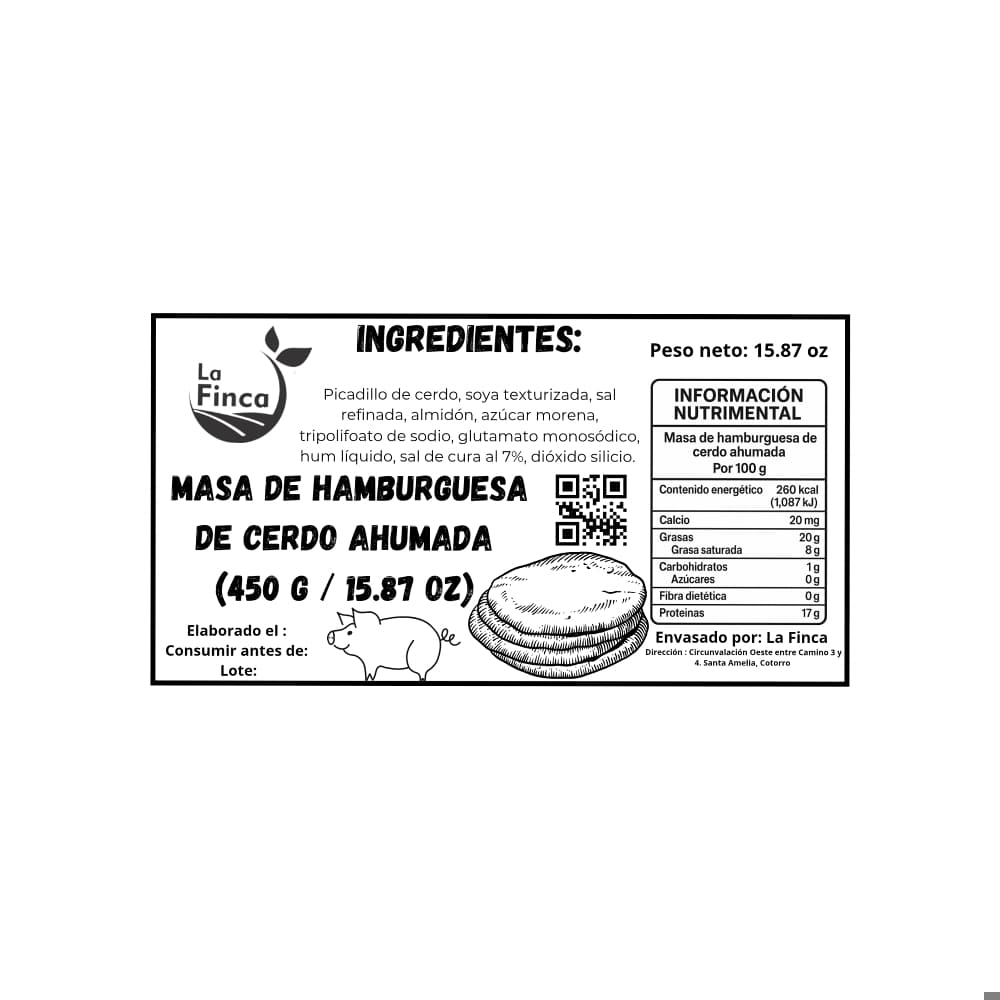 Masa de hamburguesa de cerdo ahumada La Finca (450 g / 15.87 oz) - Miniatura 3
