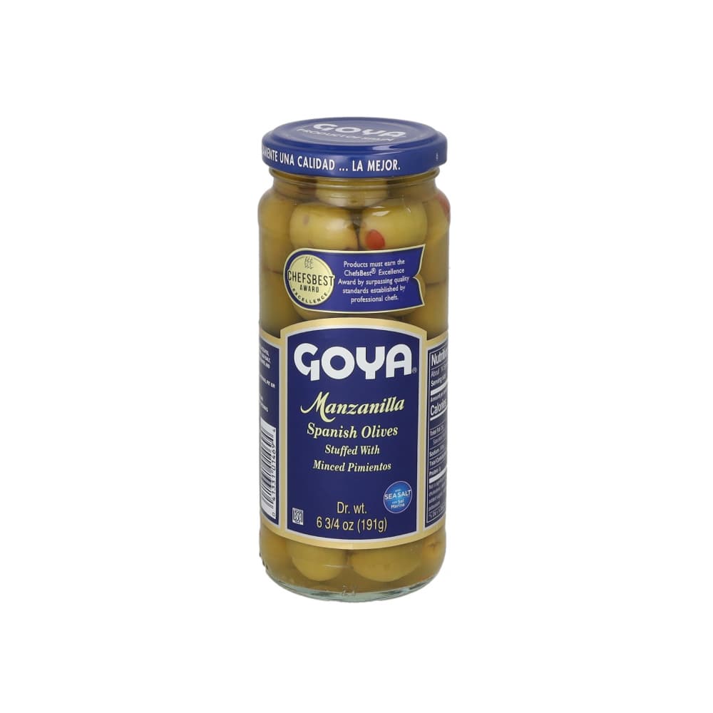 Aceitunas manzanilla españolas rellenas de pimientos picados Goya (191 g / 6.75 oz) - Imagen 1