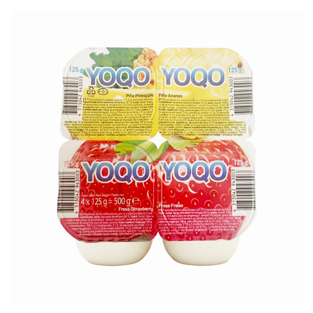 Yogurt sabor fresa y piña Yoqo (4 x 125 g / 4.41 oz) - Miniatura 2