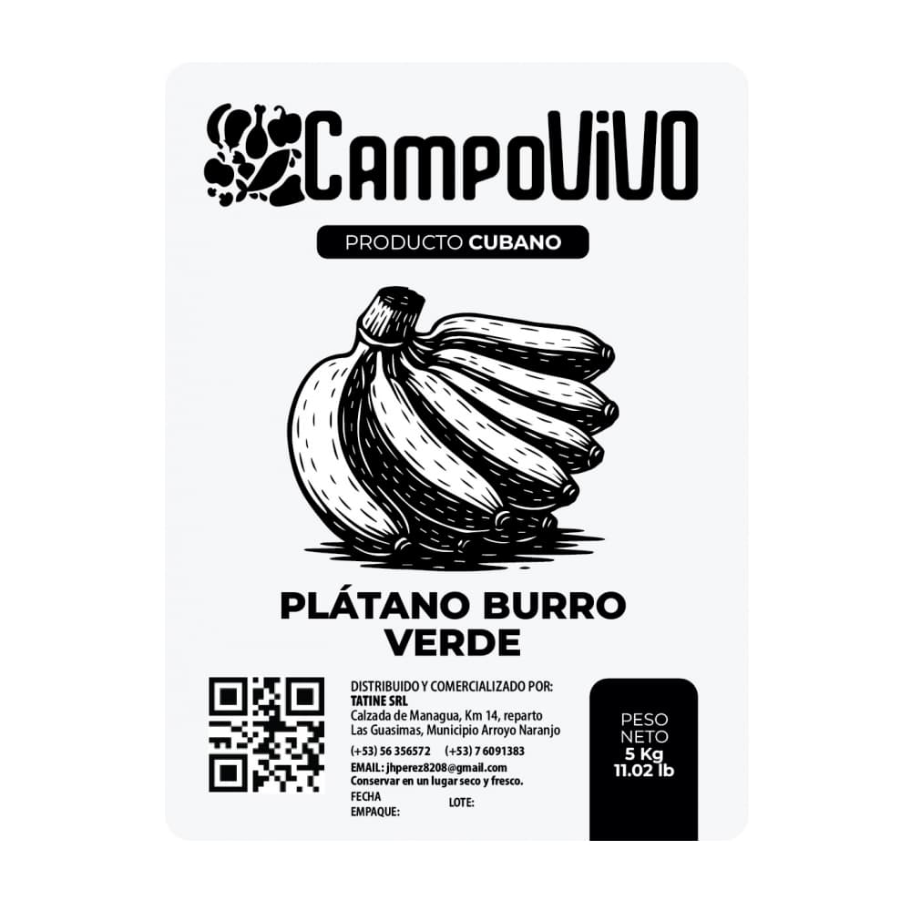 Plátano burro verde Campo Vivo (5 kg / 11.02 lb) - Miniatura 3