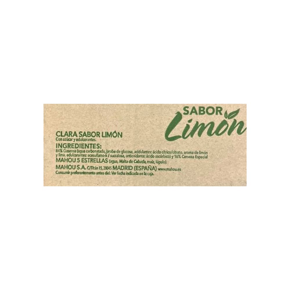 Caja de cerveza sabor a limón Mixta Mahou (24 x 330 ml) - Miniatura 3