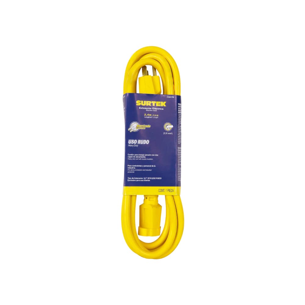 Extensión eléctrica uso rudo color amarillo 2.4 m Surtek 136170 - Miniatura 2