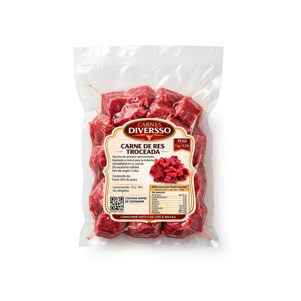 Carne de res troceada Diversso (1 kg / 2.2 lb) - Miniatura 1