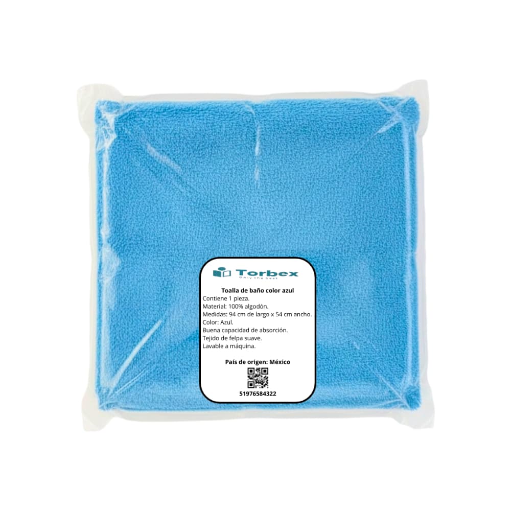 Toalla de baño color azul 94 cm x 54 cm Torbex - Miniatura 3