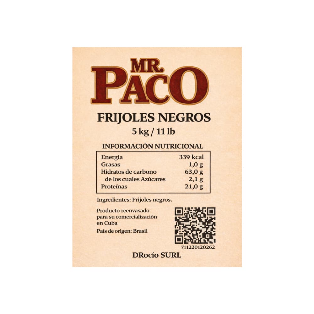 Frijoles negros Mr. Paco (5 kg / 11 lb) - Miniatura 2