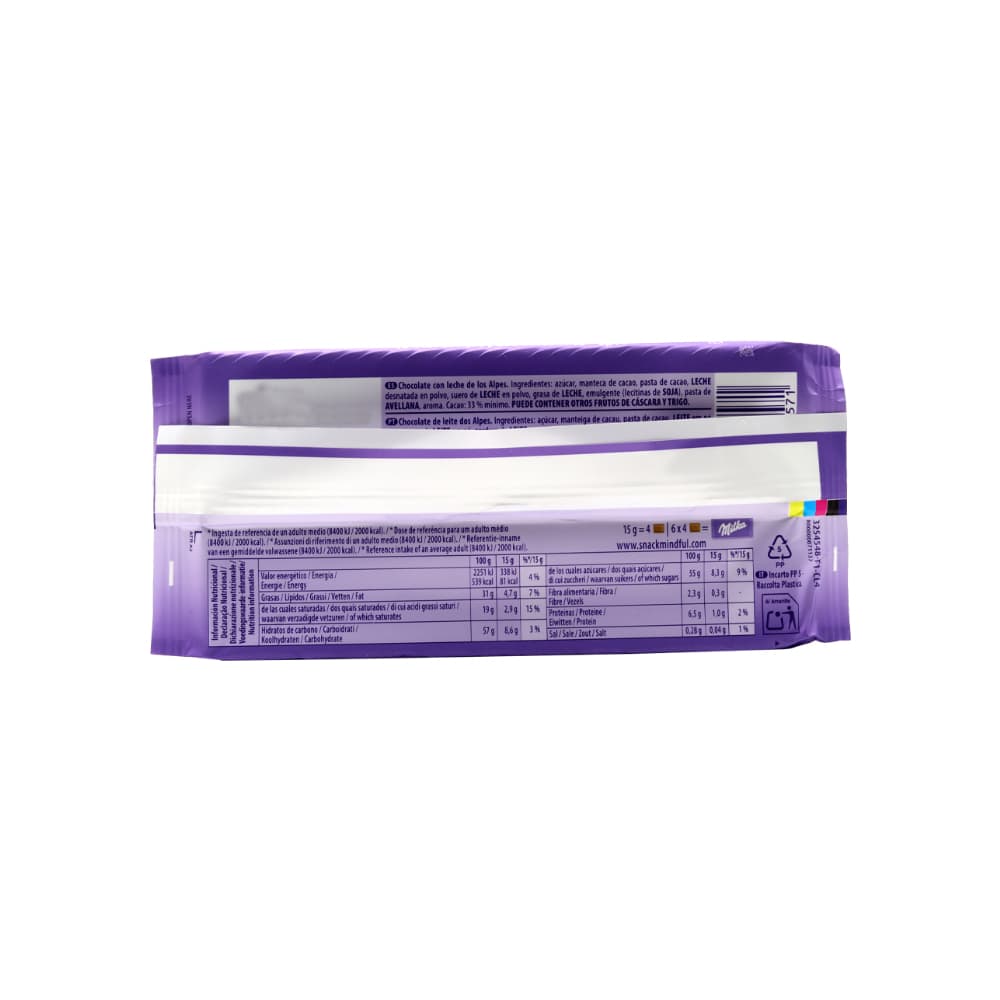 Chocolate con leche de los Alpes Milka (90 g / 3.17 oz) - Miniatura 3