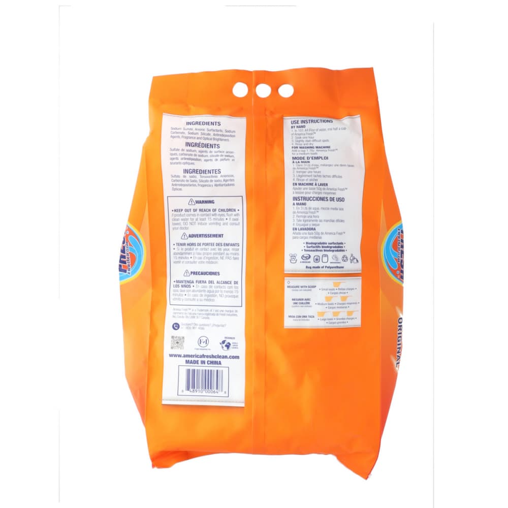 Detergente en polvo de fragancia original para ropa America Fresh (5 Kg / 11 lb) - Miniatura 2