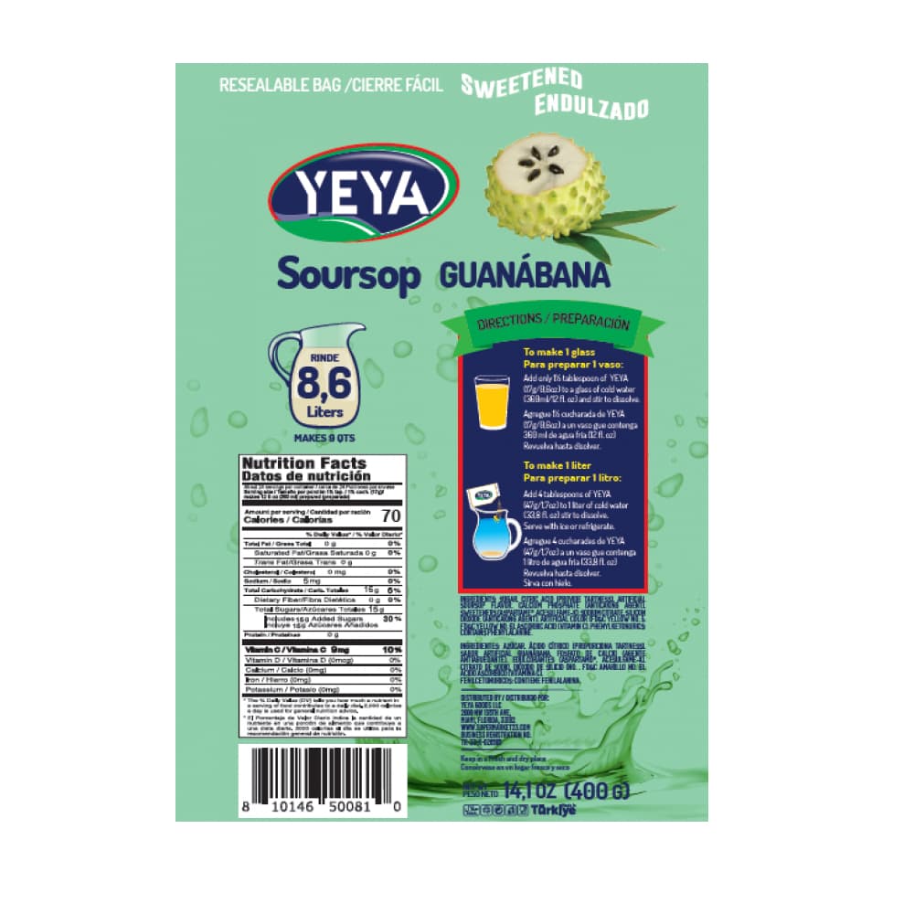 Refresco instantáneo sabor a guanábana Yeya (400 g / 14.1 oz) - Miniatura 4