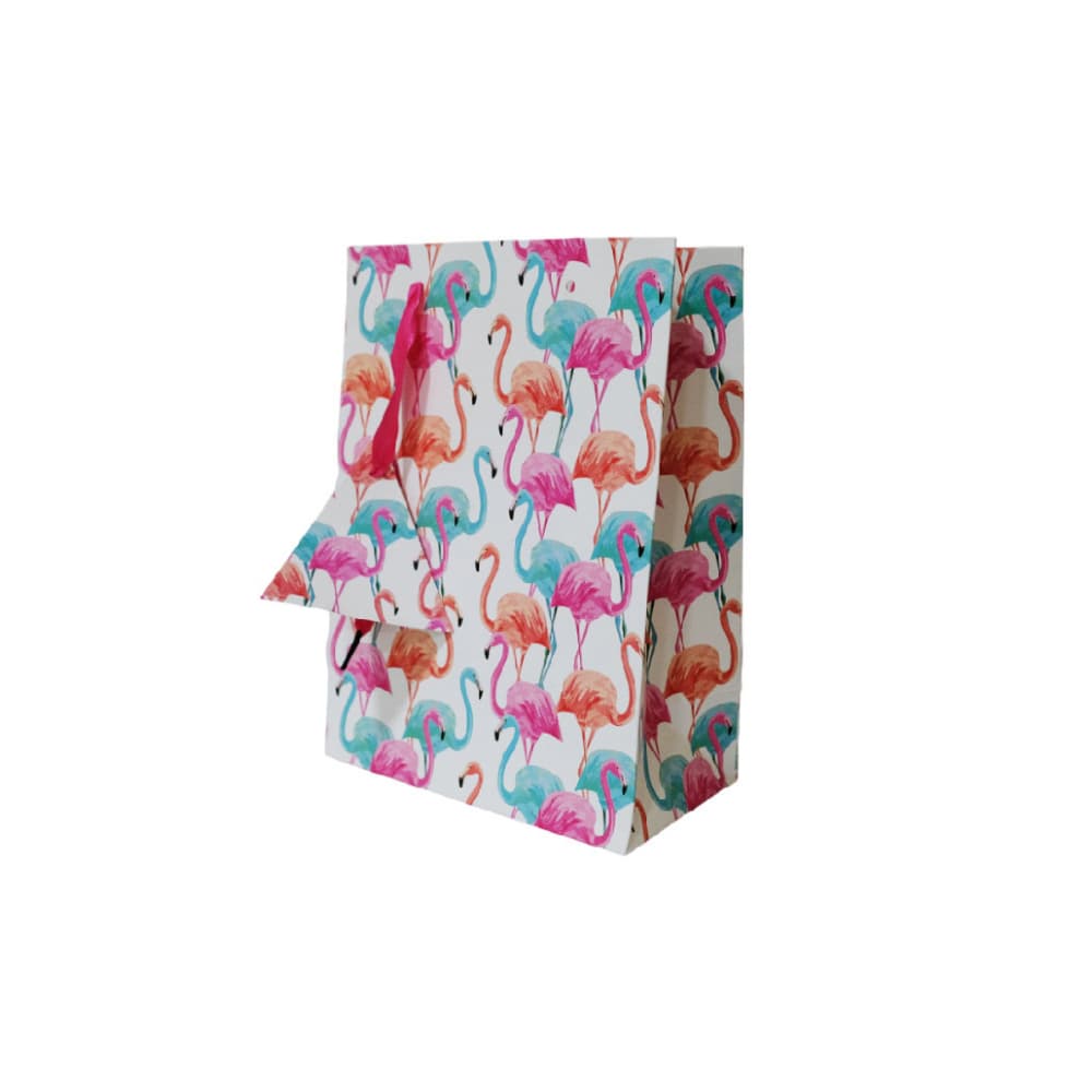 Bolsa de regalo mediana con diseño de flamenco P53 (25 x 18 x 10 cm) - Imagen 1