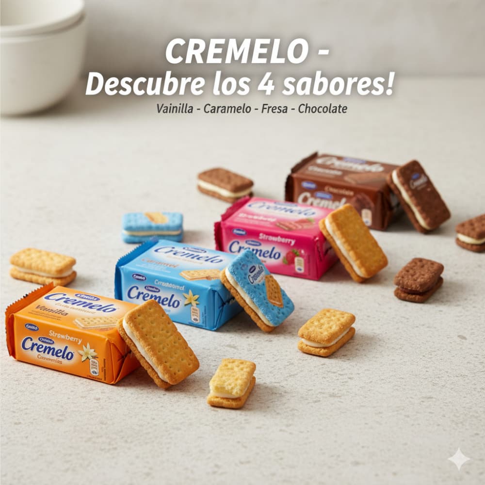 Galletas dulces con crema sabor naranja Cremelo Mrs. Bector's Cremica (440 g / 15.5 oz) + Galletas con crema sabor vainilla Cremelo Mrs. Bector’s Cremica (440 g / 15.5 oz) +  Galletas con crema sabor fresa Cremelo Mrs. Bector's Cremica (440 g / 15.5 oz) +  Galletas sándwich con crema sabor a chocolate Cremelo Mrs. Bector's Cremica (440 g / 15.5 oz) - Miniatura 5