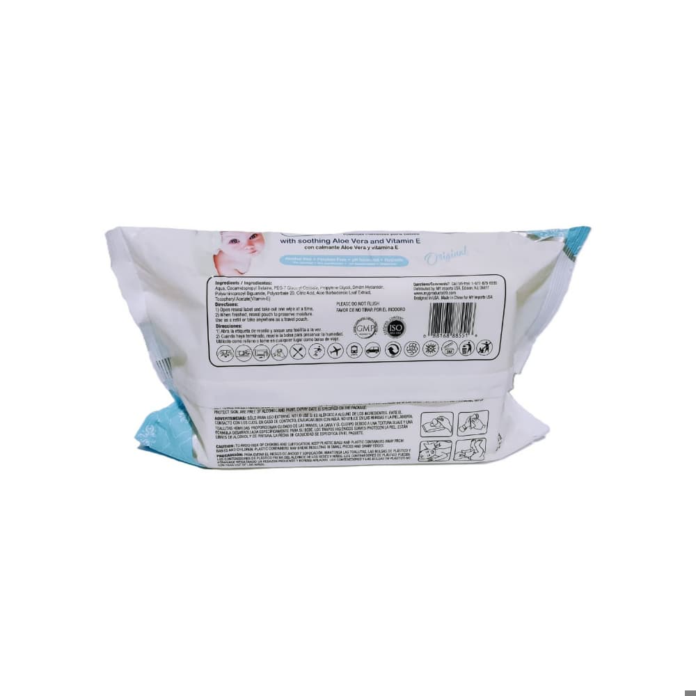 Toallitas húmedas con aloe vera y vitamina E para bebé original Amoray (80 U) - Miniatura 4