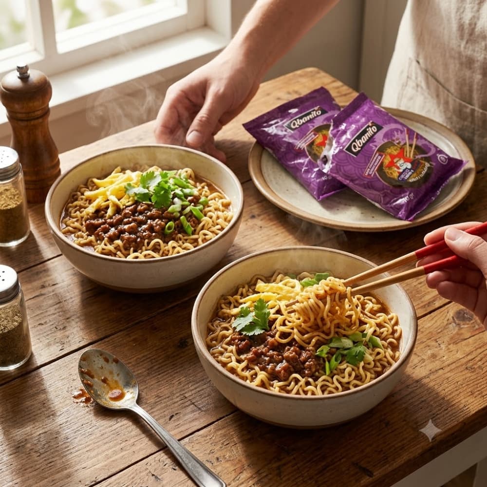 Sopa instantánea de fideos sabor a carne Qbanito (2 x 70 g / 2.47 oz) - Miniatura 4