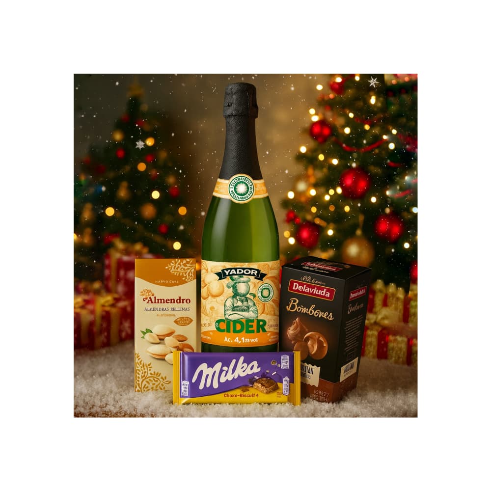 Combo de Sidra + chocolate Milka + bombones rellenos con almendras + almendras rellenas de turrón - Miniatura 3