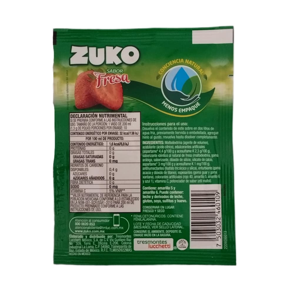 Refresco instantáneo sabor fresa Zuko (13 g) - Miniatura 5