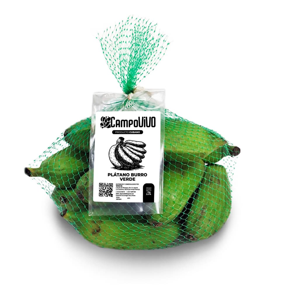 Plátano burro verde Campo Vivo (1 kg / 2.2 lb) - Imagen 1