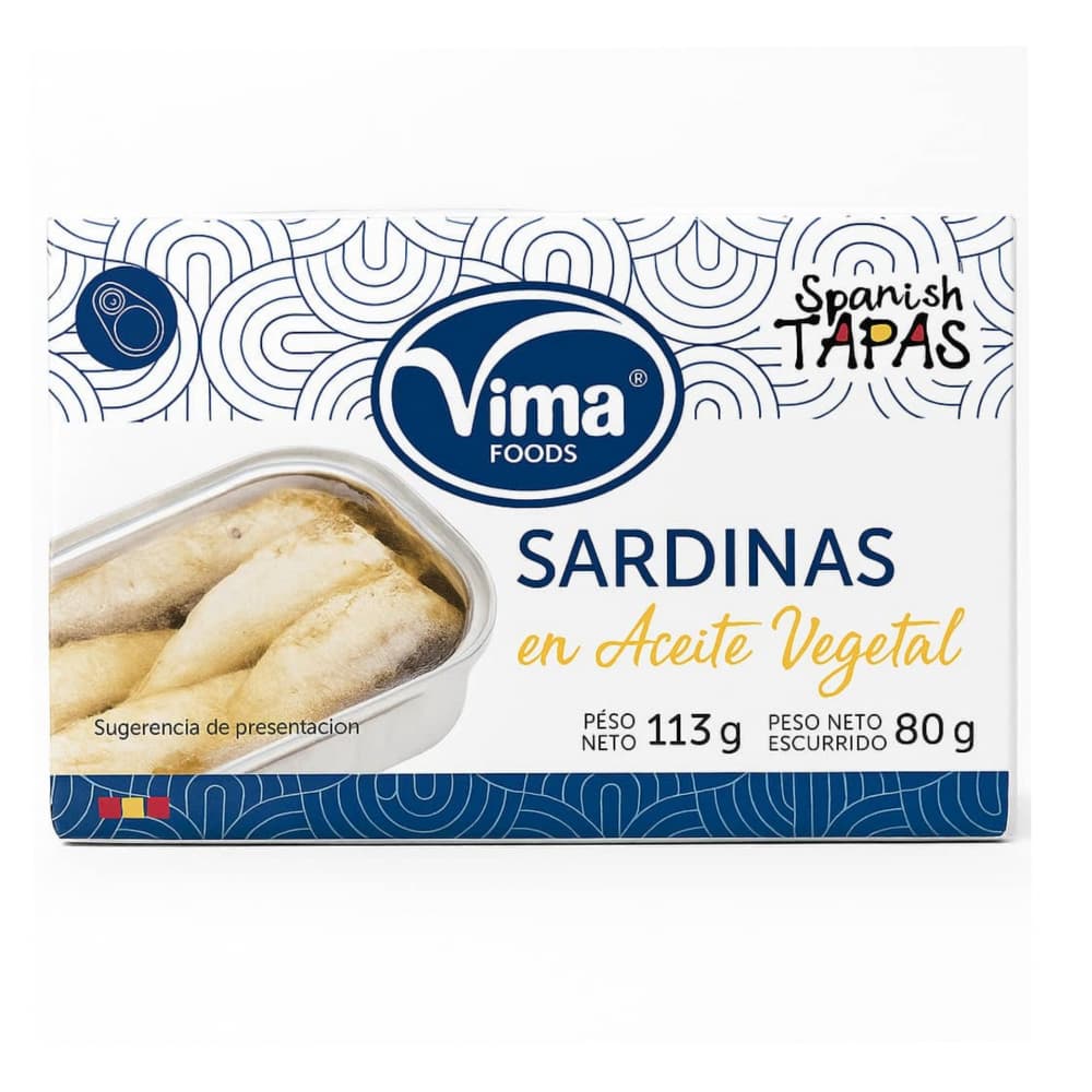 Sardinas en aceite vegetal Vima Foods (113 g / 3.98 oz) - Imagen 1